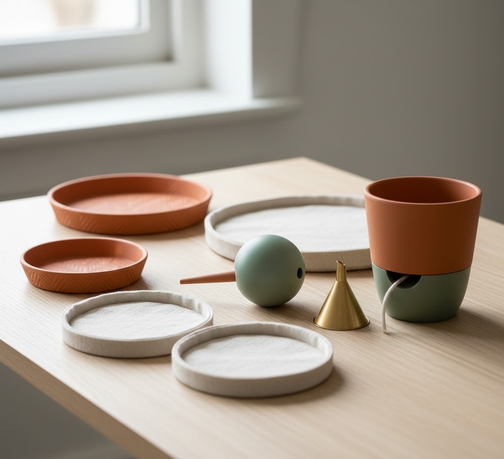 Plant drainage trays and saucers