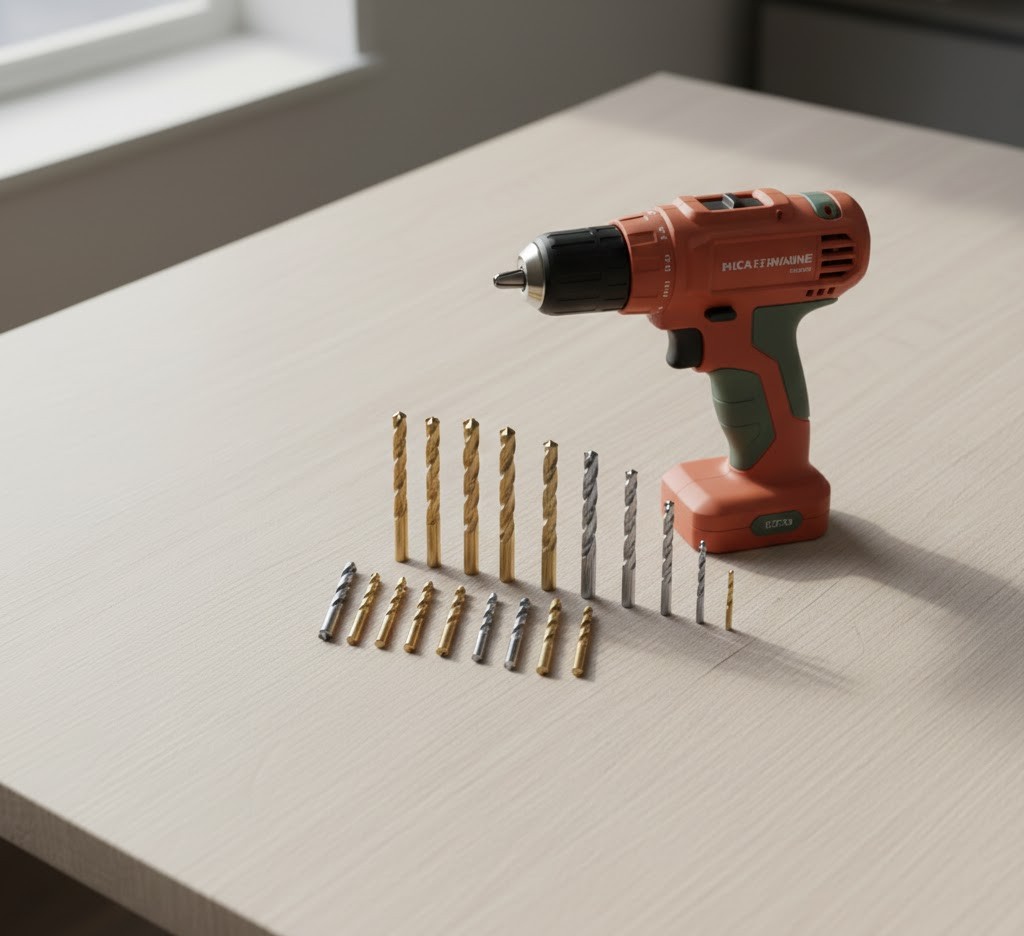 Cordless drill with bits